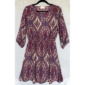 Everly Anthropologie Dress Womens Size M Paisley Purple‎ Multicolor Fit Flare